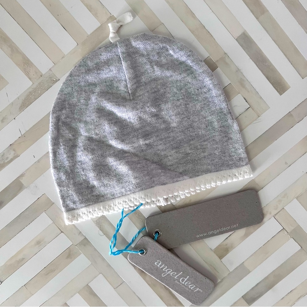 ANGEL DEAR Grey Knit Baby Hat, 0-6mo - NEW